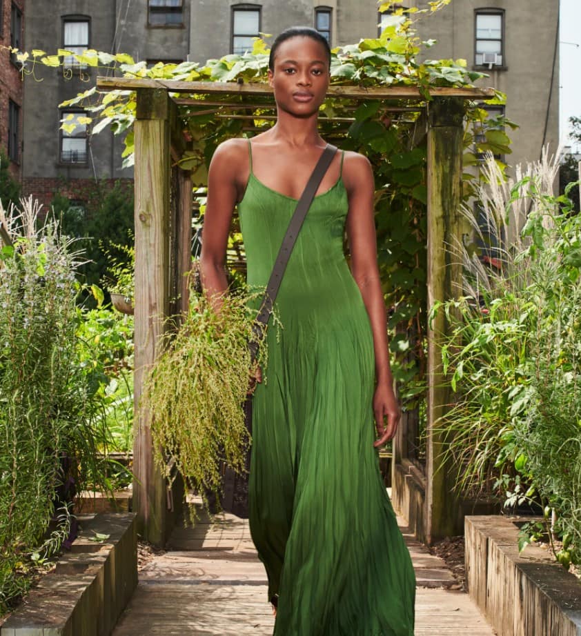 Vogue, green dress