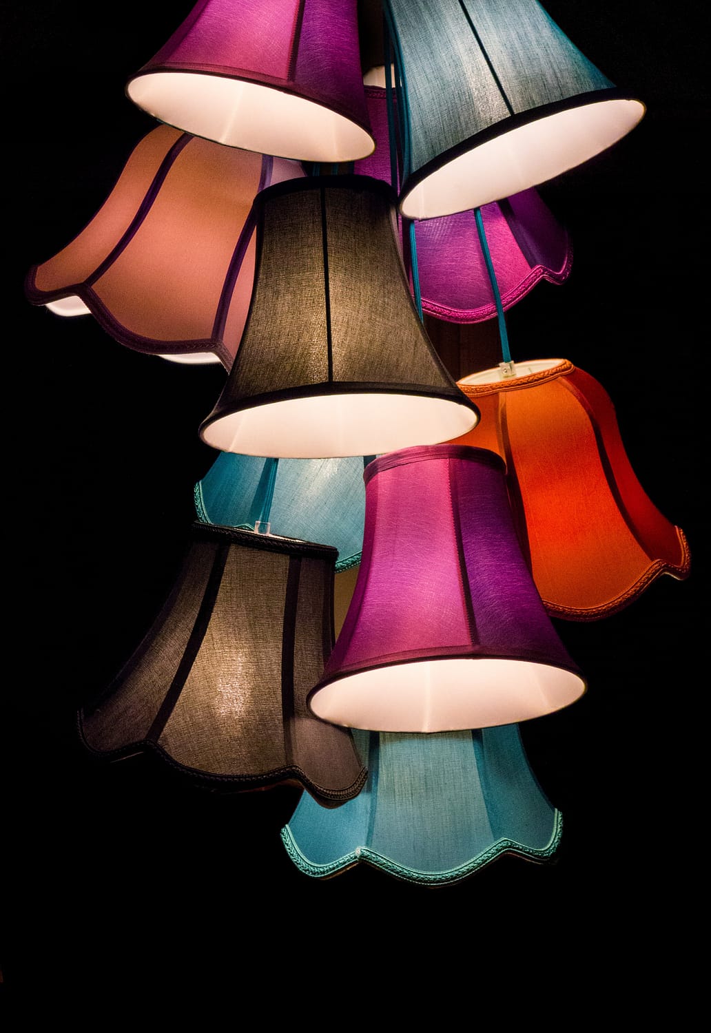 many lamps in different colors