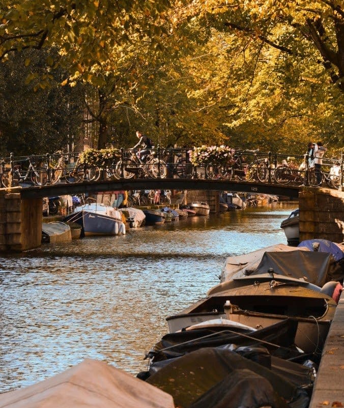 a dutch gracht, a canal in autumn