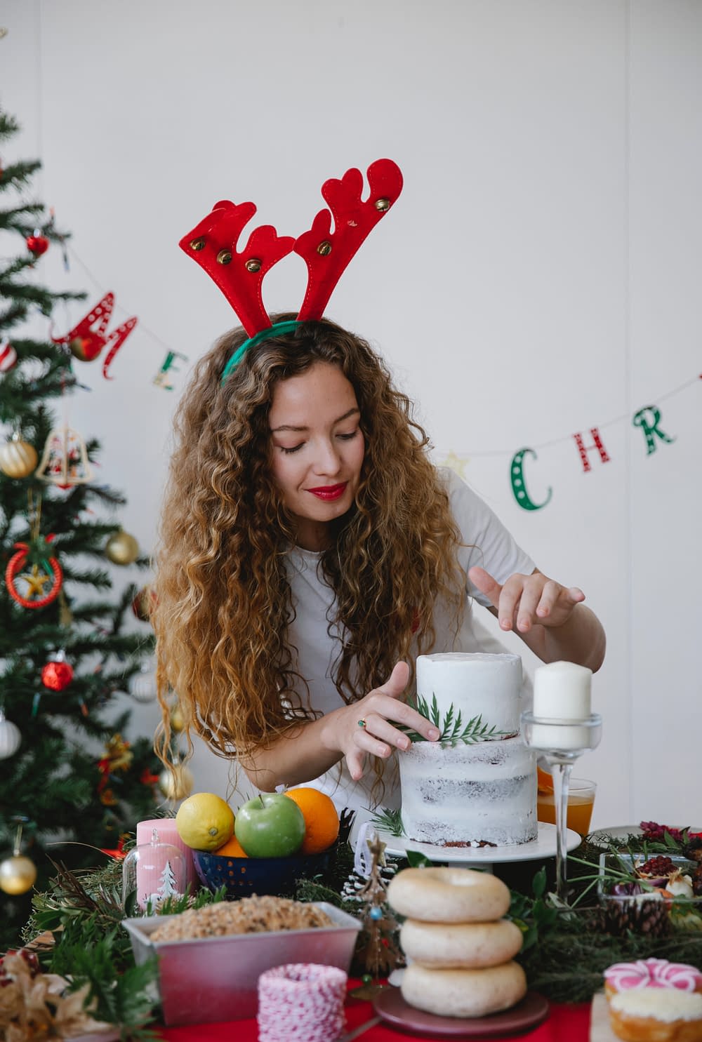 woman making own products for christmas